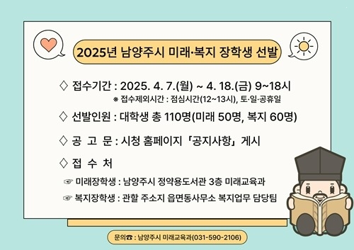 (0404)[미래교육과]남양주시, 미래·복지 장학생 110명 선발…최대 300만 원 장학금 지원(사진).jpg