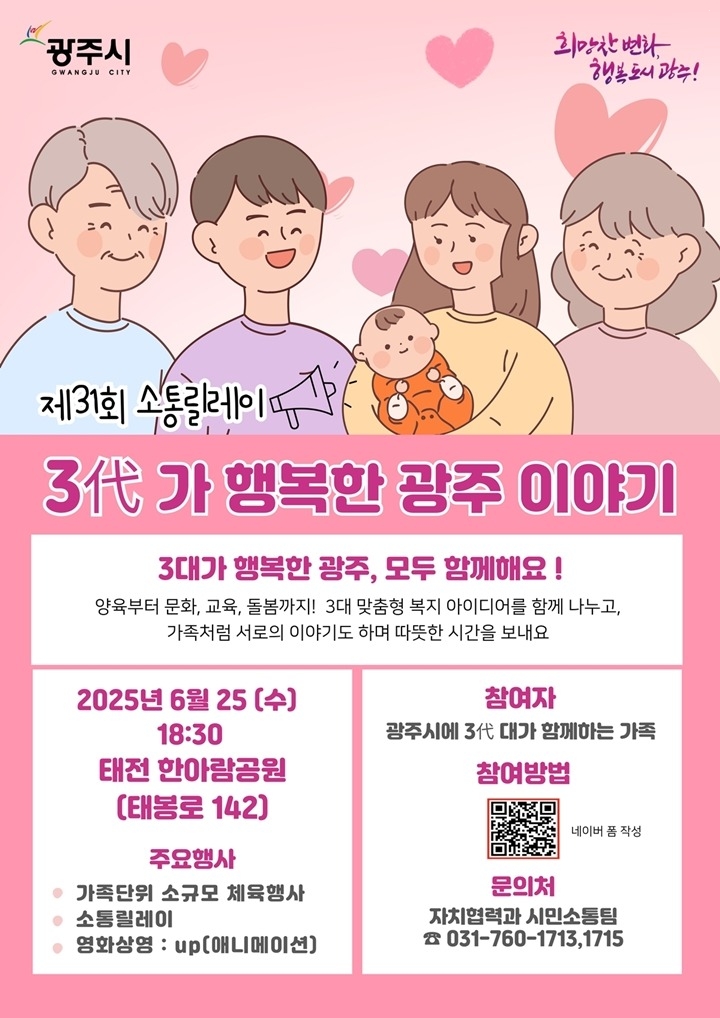 광주시, 제31회 소통릴레이 ‘3代가 함께하는 행복한 광주 이야기’ 오는 25일 개최.jpg