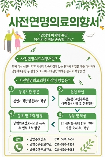 남양주시 동부보건소, 사전연명의료의향서 725건 등록… 시민…